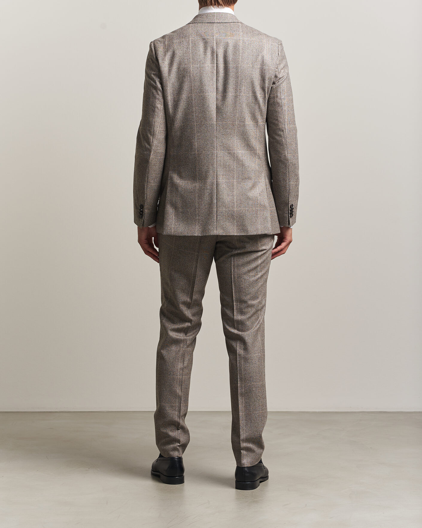 Boss BLACK Huge Wool Checked Double Breasted Suit Open Brown men 50 Brun