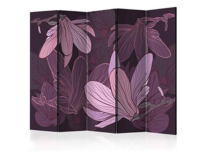 decomonkey Paravent Raumteiler Innen Blumen, 225x172 cm, 5-teilig Einseitig, Wohnzimmer, Room Divider, Wall, Raumteiler Stehend, Trennwand, Sichtschutz, Spanische Wand, Sichtschutzwand, Holz