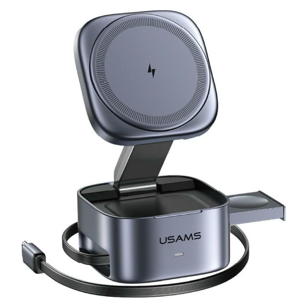 Usams Wireless charger 3in1 CD257 Qi2 tarnish (15 W) (CD257WXC01)