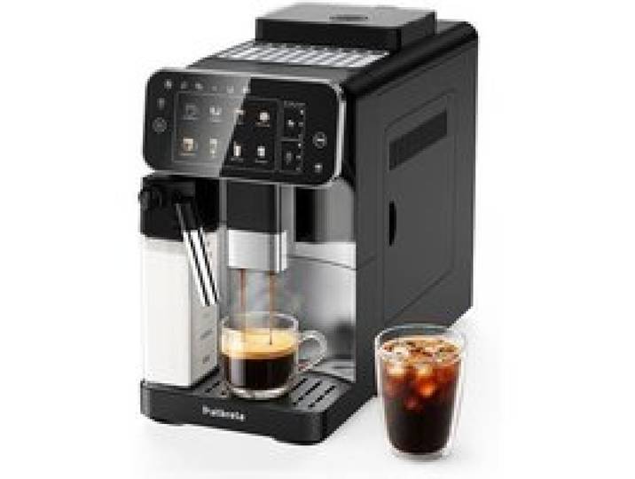 PATBRELA Machine à café expresso broyeur 8 recettes Double Chaudière Mousseur à Lait Automatique Fonction Cold Brew - Noir