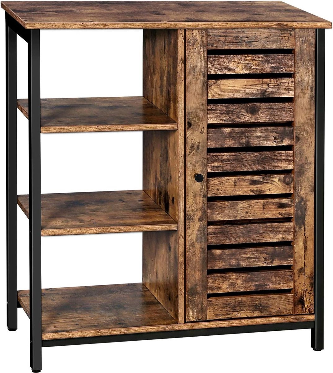 MAZAZU Dressoir Industrieel - Opbergkast met Deuren - Vintage - B/D/H: 70 x 30 x 81 cm - Bruin