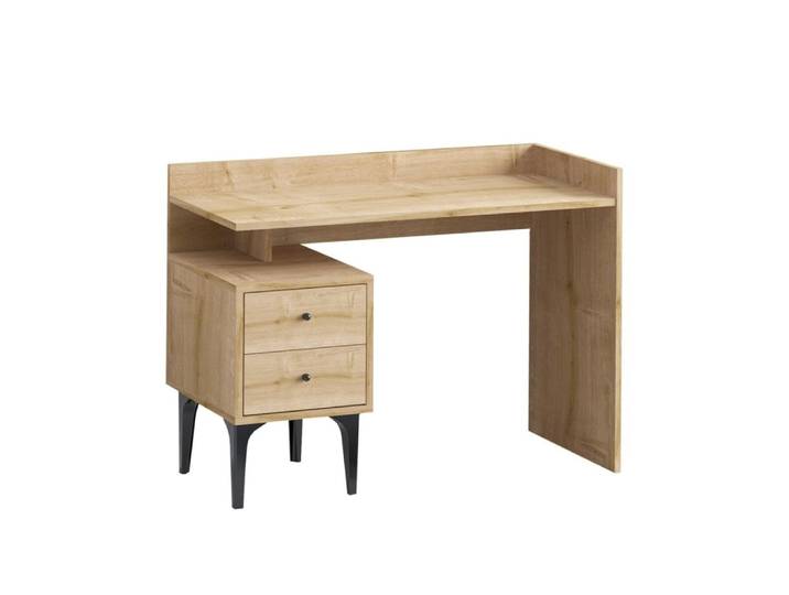 Bureau avec rangement 2 tiroirs décor bois chêne l100 cm