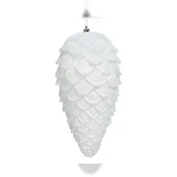Christmas Decorations Christbaumschmuck Kunststoff 26,5cm Zapfen Figur zum Aufhängen - Weihnachtsbaum Anhänger Weihnachten Weihnachtsbaumschmuck bruchfest Tannenzapfen Weiß