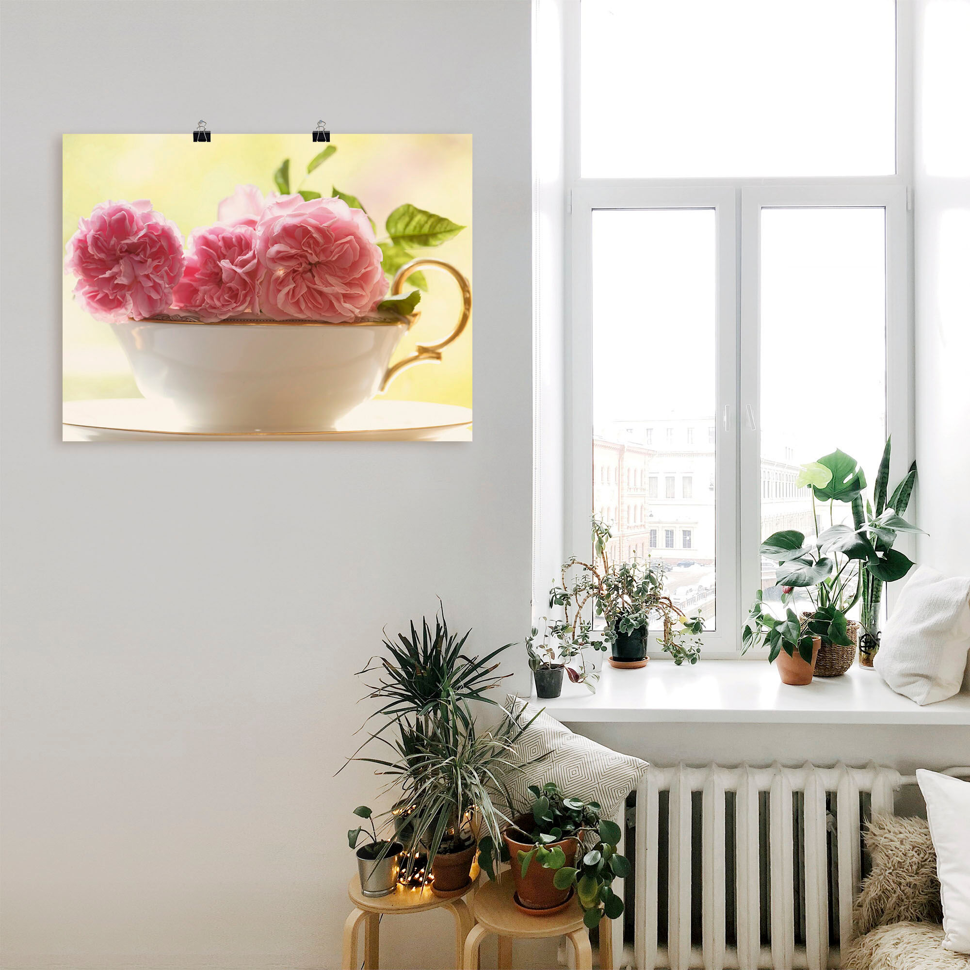 Wandbild ARTLAND "Vintage Rosen", pink (farbe bild(er): pink), B:40cm H:30cm, Bilder, als Leinwandbild, Poster in verschied. Größen