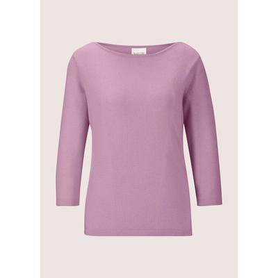 Longpullover MADELEINE "Strickpullover Kaschmirpullover mit U-Boot-Ausschnitt", Damen, Gr. 44/46, rosa (malve), Obermaterial: 100% Kaschmir WS., Modern, normal, U-Boot-Ausschnitt, Pullover Longpullover, Kaschmirpullover mit 3/4 Arm