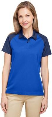 Team 365 TT21CW Women's Command Snag-Protection Colorblock Polo Shirt in black size Small   Polyester