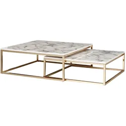 WOHNLING WL6.246 Design Couchtisch 2er Set Weiß 75 cm x 75 cm x 27 cm