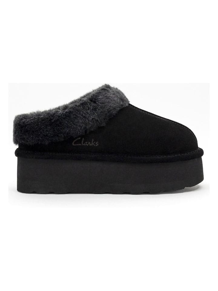 Clarks Leder-Hausschuhe in Schwarz - 38