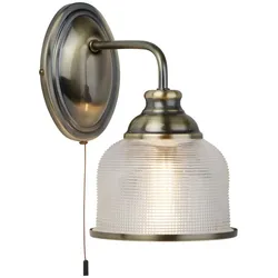 Wand Spot Lampe Messing Leuchte Antik Holophanglas Vintage Dimmbar Beleuchtung