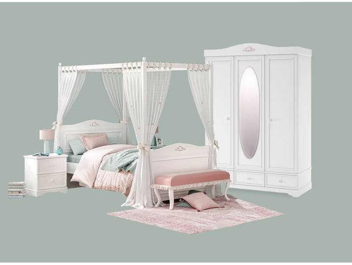 Möbel-Zeit Jugendzimmer-Set Komplett Kinderzimmer Rustik mit Himmelbett