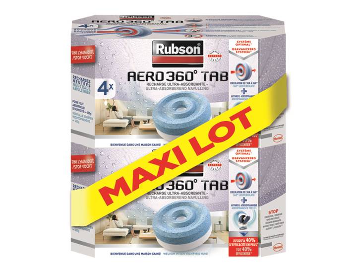 RUBSON MAXI LOT - Recharge AERO 360 Neutre Lot de 4 recharges x2 sleevé