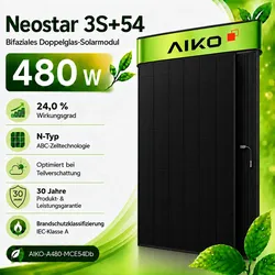 AIKO  Neostar  3S+54  480W  Full  Black  Dual  Glass  Solarmodul  AIKO-A480-MCE54Db