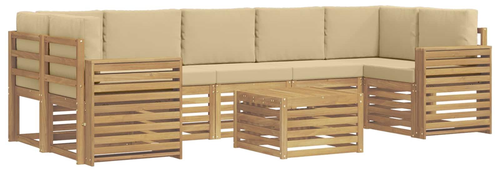 Garnitur von Gartenmöbeln bestehend aus Sofas mit 8 Kissen, Farbe Beige, Material Polyester