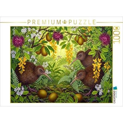 CALVENDO Puzzle Kiwi und Kiwis - inmitten australischer Blüten | 1000 Teile Lege-Größe 64x48cm Foto-Puzzle für glückliche Stunden