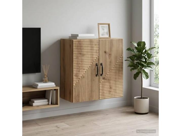 Wandschrank Holzwerkstoff Artisan-Eiche 59x31x60 cm Vintage Stauraum Wandmontage, platzsparend, pflegeleicht, stabile Bauweise, viel Stauraum, Vintage-Design