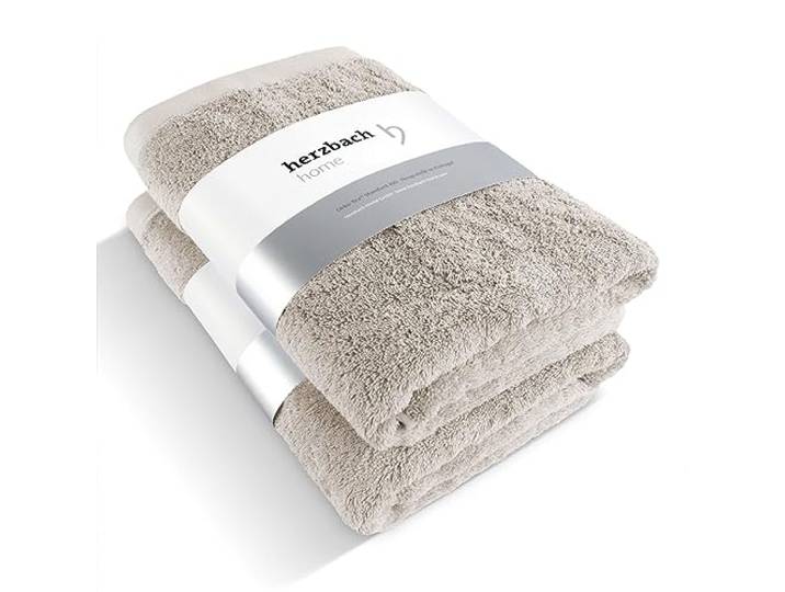 herzbach home Handtücher Pura Duschtuch 70x140 cm 2er Set 100% Baumwolle extra weich und saugstark, langlebig und pflegeleicht, mit Aufhänger, gehobene Gramatur 550 gsm, Hergestellt in Porugal
