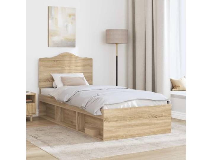 SKTQYQO Bettgestell Sonoma, 100 x 200 cm, Kiefer massiv Modernes Design, minimalistische Linien, geeignet für zeitgenössische Zimmer