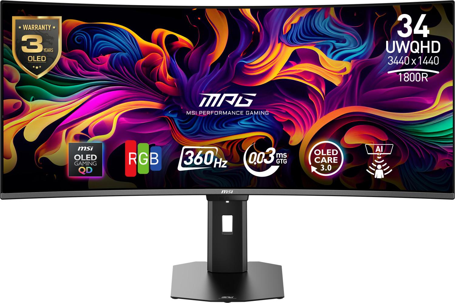 MSI MPG 341CQR QD-OLED X36, 86,4 cm (34"), 3440 x 1440 Pixel, UltraWide Quad HD, QD-OLED, 0,03 ms, Schwarz