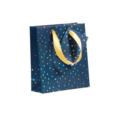 Clairefontaine 5x Geschenktasche Premium S 12x4,5x13,5cm, gestreift, Kollektion Blaue Nacht - Blau 212865C