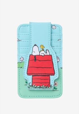 Women's Peanuts Snoopy Woodstock Doghouse Card Holder Wallet ID Window Slim Case by Peanuts in Blue (Size ONE SIZE)