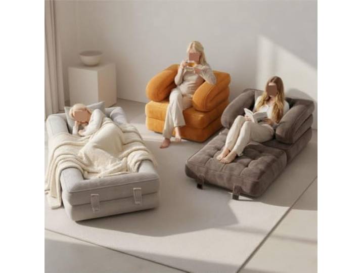 Umwandelbares Schlafsofa, 2-in-1, vakuumkomprimiertes, zusammenklappbares Faltbares Tatami-Schlafsofa mit hochdichtem Schaumstoff, vakuumkomprimiert, for Wohnzimmer und Schlafzimmer(Orange color)