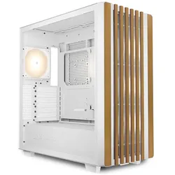 Sharkoon Rebel C70G RGB (weiss, Tempered Glass) (ATX, mATX, Mini-ITX), PC Gehäuse, Weiss, Braun