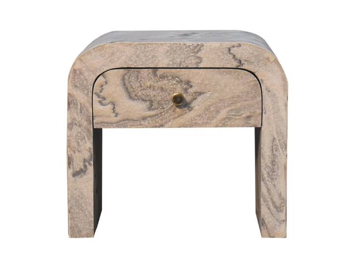 Artisan Furniture Nachttisch aus Massivholz, 1 Schublade, Weiß, Holz, Echtholz,Mangoholz, Holz Optik, Rechteckig, 45x40x35 cm, Schlafzimmer, Nachttische