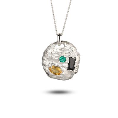 Elli "Halskette Topas Citrin Synthetischer Smaragd 925 Sterling Silber"