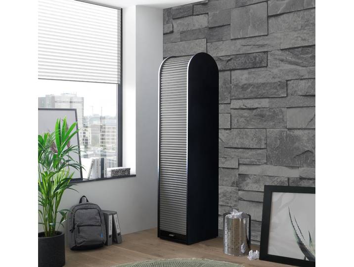 Rollladenschrank MÄUSBACHER Jalousieschränke , grau (schwarzstahl, graphit), B:46cm H:192cm T:44cm, Schränke, Rollladenschrank, Breite 46 cm