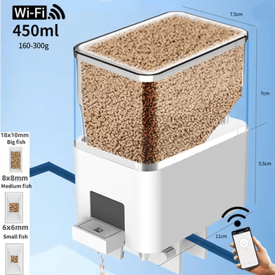 Inspire Essentials Smart Automatic Fish Feeder WiFi App Controlled Aquarium Feeder With Timer 450ml