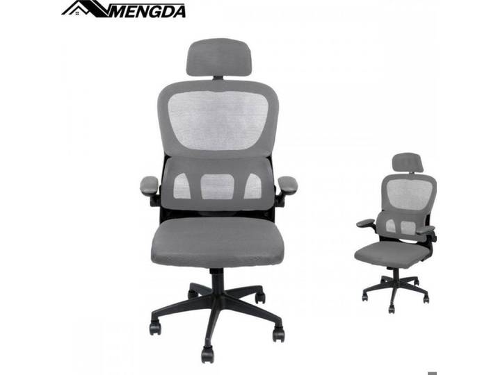Chaise de bureau ergonomique-MENGDA- Chaise de Bureau en Maille Respirante-Hauteur dossier Ajustable accoudoirs-à roulette 360-Gris