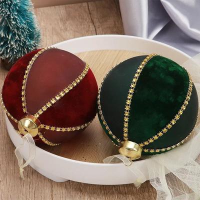 Uplift Treasures Flocked Glass Christmas Ball Ornaments With Rhinestones red 3.15 In
