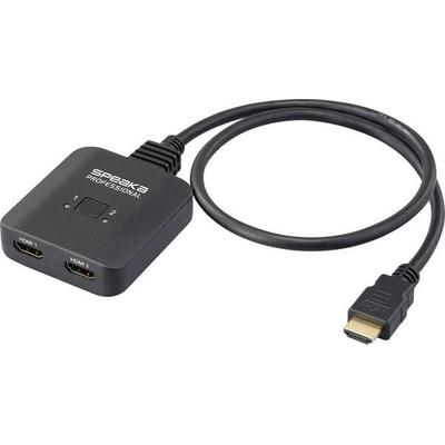 SpeaKa Professional SP-HDMIBS-100 2 Port HDMI-Switch Ultra HD-fähig, bidirektional verwendbar 7680 x 4320 Pixel