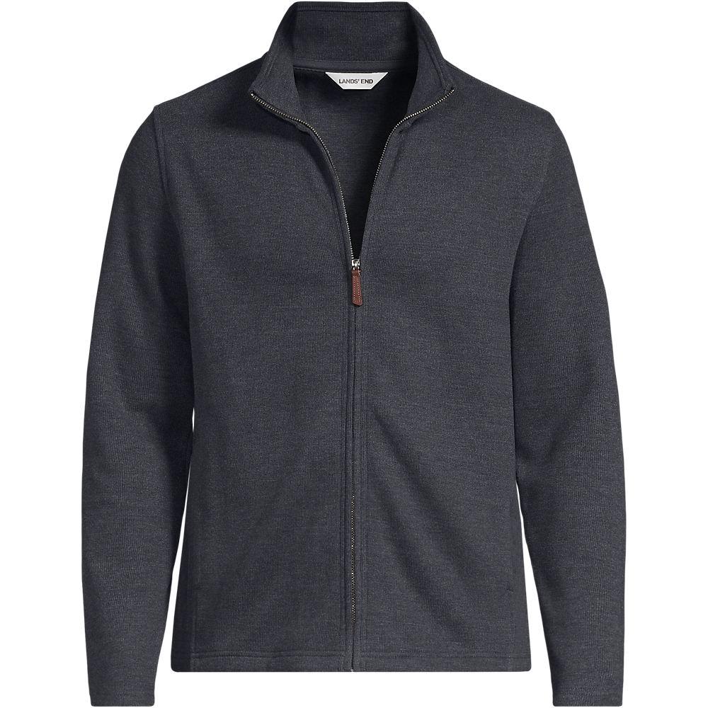 Bedford-Cardigan mit Reißverschluss, Herren, size: regular, Schwarz, Baumwoll-Mischung/Polyester-Mischung, by Lands' End