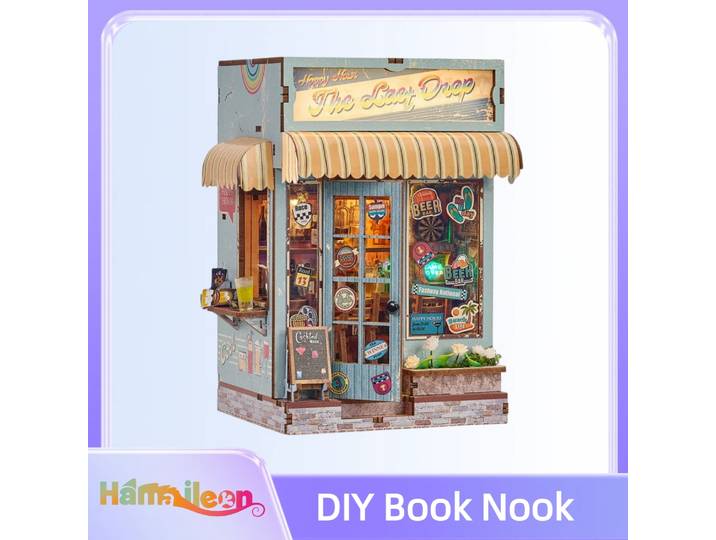 Hamaileon bricolage Miniature maison de poupée Kit librairie en bois modèle ensemble de construction passe-temps cadeaux d'anniversaire de noël pour adultes famille