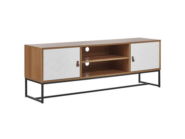 TV-MÖBEL Heller Holzfarbton/Weiß/Schwarz Nueva