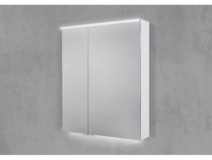 Spiegelschrank 60 cm integrierte MULTI Light LED Beleuchtung Doppelspiegeltüren