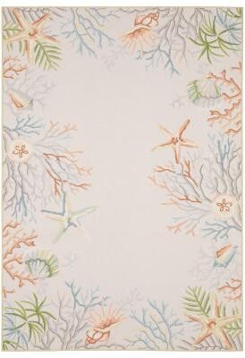 Style Haven Flores Coral Star Fish Beige/Multi Indoor-Outdoor Washable Rug