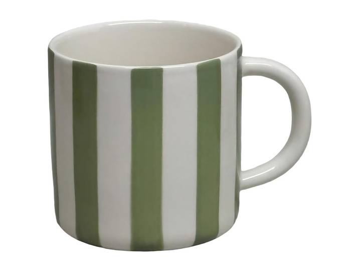 Tee- und Kaffee-Mug Stripes grün Keramik H 9 cm 300 ml