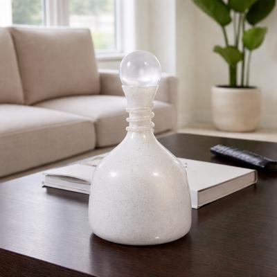 Sagebrook Home Decorative Jar - White Glass with Selenite Stopper