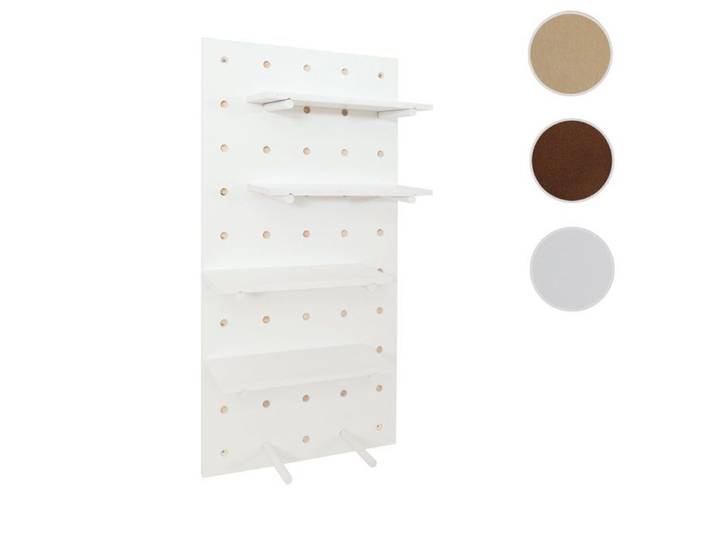 Panneau mural HWC-P24 décoration murale Étagère murale Panneau perforé 4 niveaux Suspension 100 x 50 cm MVG ~ blanc