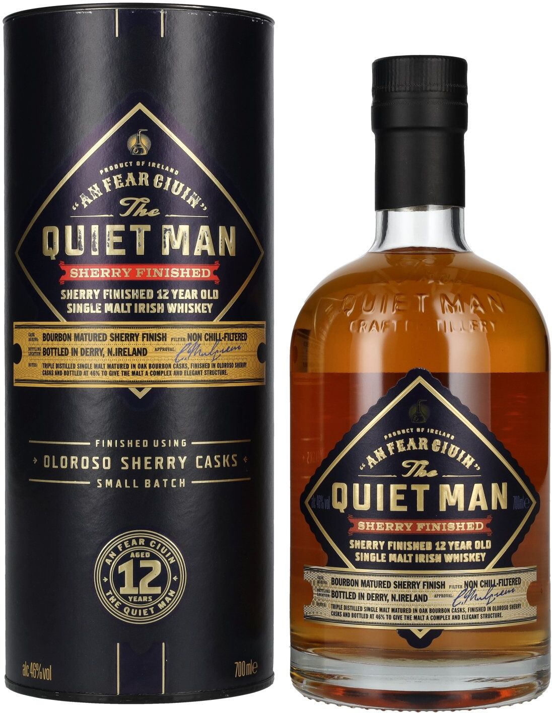 The Quiet Man Irish Whiskey The Quiet Man AN FEAR CIUIN 12 Year Old SHERRY FINISHED 46% Vol. 0,7l in Geschenkbox