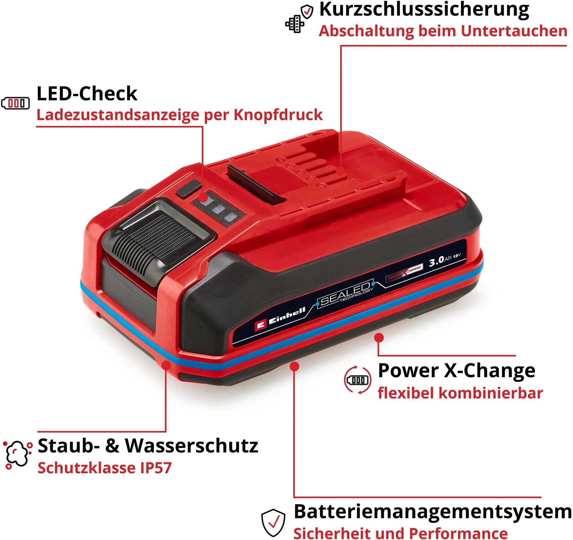 Werkzeug-Akku-Ladetechnik EINHELL "18 V 3.0Ah SEALED PXC Plus A1", weiß, neutral, Ladegeräte, Werkzeug-Akku-Ladetechnik weiß, neutral Einheitsgröße
