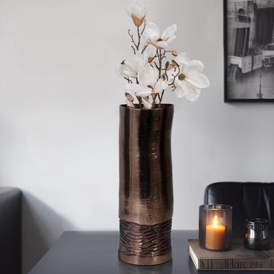 Sagebrook Home Modern Glass Bronze Cylinder Textured Enamel Vase