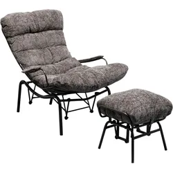 KARE DESIGN Sessel mit Hocker Vienna Stoff Grau