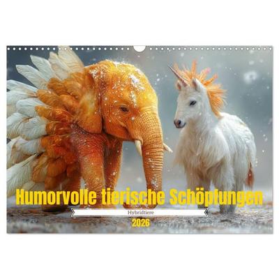 Humorvolle tierische Schöpfungen - Hybridtiere (Wandkalender 2026 DIN A3 quer), CALVENDO Monatskalender