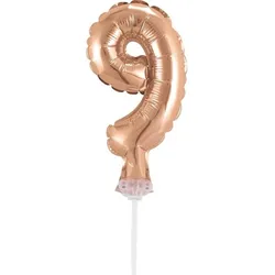 Kuchendeko Mini Folienballon roségold Zahl 9