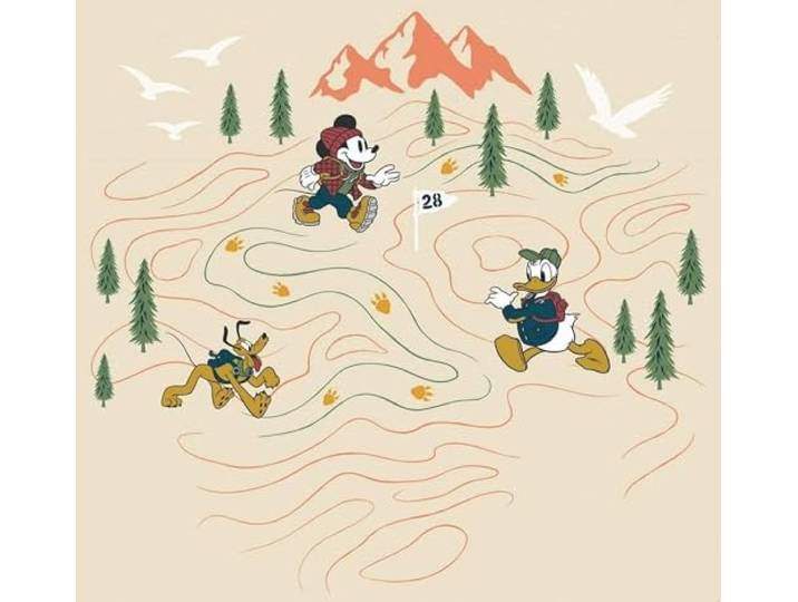 Komar Disney Vlies Fototapete - Mickey Meets the Mountain - Größe: 300 x 280 cm (Breite x Höhe) - Kinderzimmer, Tapete, Berge, IADX6-035