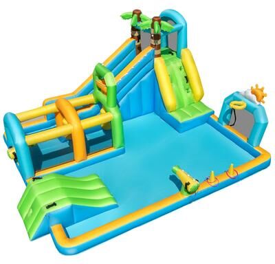 Outdoor Blow Up Waterslides w/Basketball Rim & Splash Pool for Party