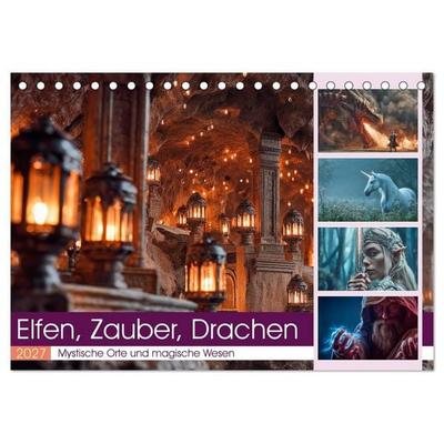 Elfen, Zauber, Drachen (Tischkalender 2027 DIN A5 quer), CALVENDO Monatskalender